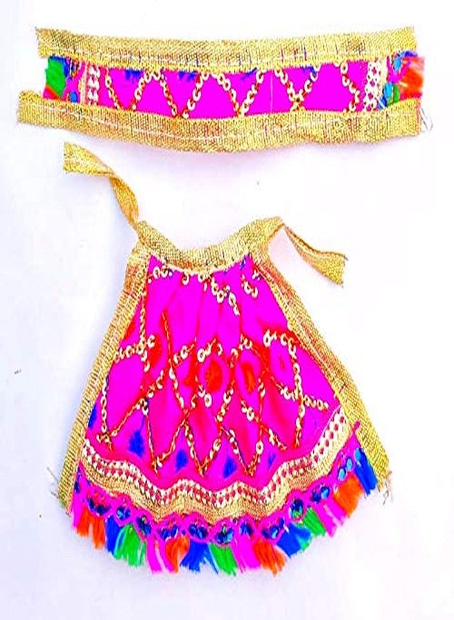 Chircrafts Devi Goddess Dress (Set of 4) for Ganesh Durga Lakshmi Saraswati Parvati Devi Maa MATA Ji Lehanga & Chunri/Patka Dress Poshak Multicolor (Lehenga Height 2 inch) - Image 5